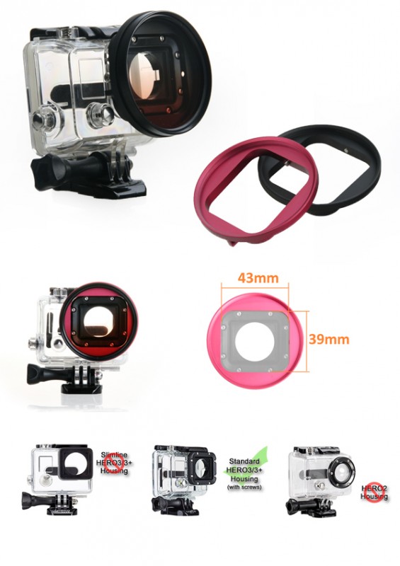 CineWare 58mm-es filter adapter GoPro Hero 3/3+ akciókamerákhoz P107 (rózsaszín vagy fekete)