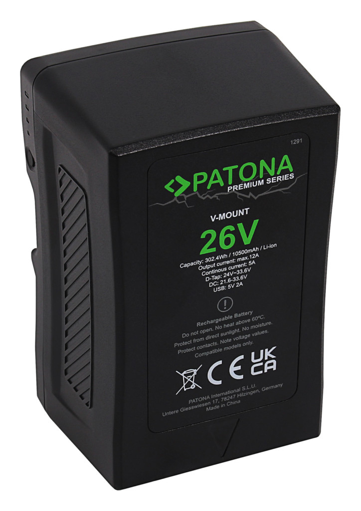 PATONA Premium Battery V-Mount 26V 302Wh for LED lamps and video cameras – 1291