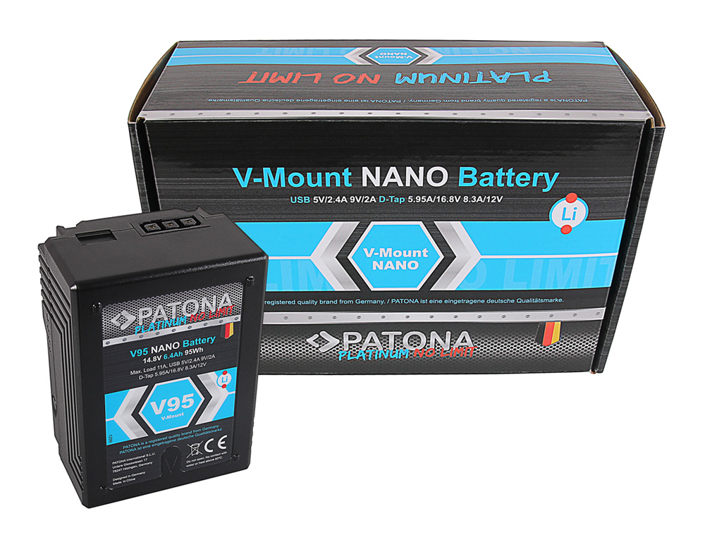 PATONA Platinum NANO V95 V-Mount 95Wh f. Sony DSR 600P 650P 652P HDW 800P PDW 850 BP-150w RED ARRI – 1299