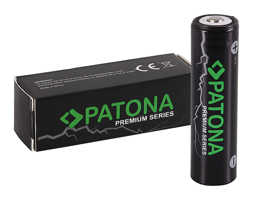 PATONA Premium 18650 cell Li-Ion battery unprotected sharp/button top 3.7V 3350mAh – 6516